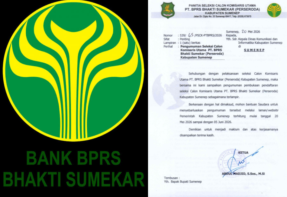 Pemkab Sumenep Ingatkan Batas Akhir Seleksi Komisaris Utama BPRS Bhakti Sumekar